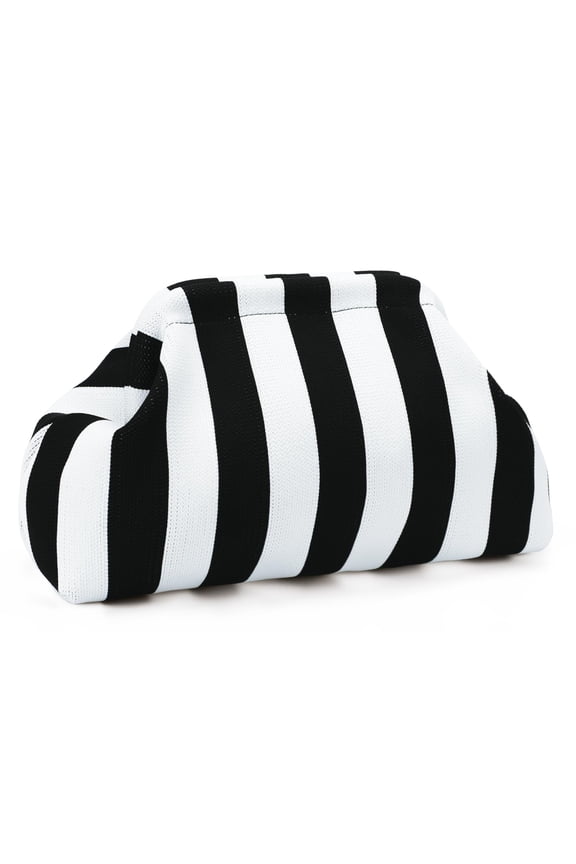 Summer Clutch Purses for Women Casual Crochet Dumpling Bag Colorblock Striped Cloud Clutch Handbags Casual Colorblock Bag Beach Clutch Purses Handbags