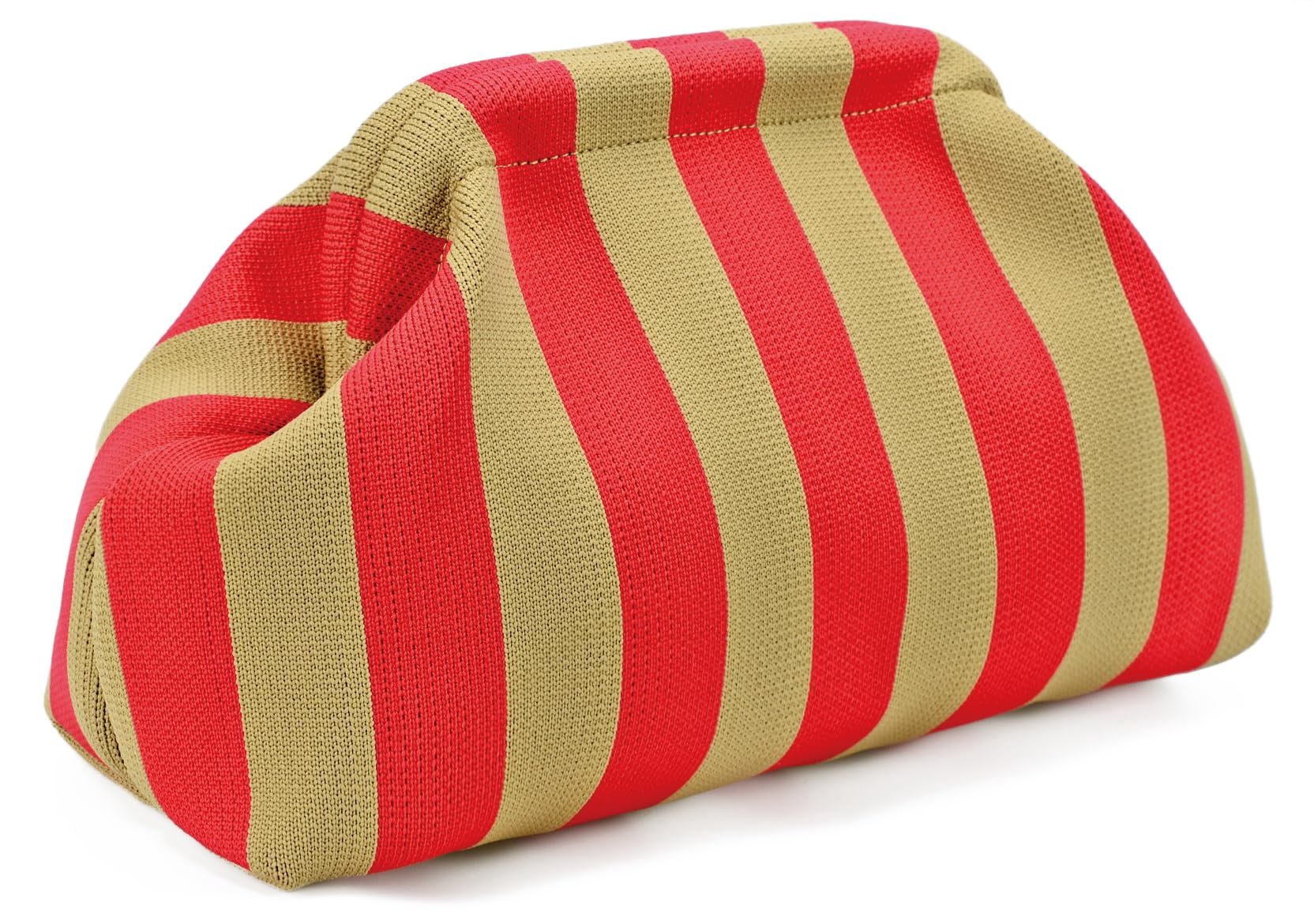 Summer Clutch Purses for Women Casual Crochet Dumpling Bag Colorblock Striped Cloud Clutch Handbags Casual Colorblock Bag Beach Clutch Purses Handbags