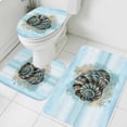 thumbnail image 1 of Summer Coastal Bathroom Rugs Set Retro Ocean Brown Conch Marine Life Teal Blue Non Slip Absorbent Soft Bath Mats 3 Piece Set with Bathroom Rug, U-Shaped Floor Mat, Toilet Seat Cover Large Size, 1 of 9