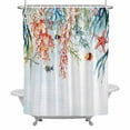 thumbnail image 1 of Summer Coastal Bathroom Shower Curtain, Coral Seaweed Shell Starfish Fish Rustic Waterproof Washable Soft Bath Curtain for Bathtub Decor with 12 Hooks&Grommet, 72x72 Inch, 1 of 9