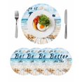 thumbnail image 1 of Summer Coastal Beach Round Placemats Set of 4 for Dinning Tables,Heat-proof Braided Table Mats 15 Inch,Ocean Wave Starfish Shell Washable Place Mat for Kitchen Restaurant Party Decor Table Setting, 1 of 9
