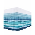 thumbnail image 1 of Summer Coastal Bed Skirt King Size 16" Drop Abstract Ocean Wave Blue Teal Stripes Ruffled Wrap Around Bed Skirts Adjustable Elastic Bedskirt Dust Ruffle for King Size Bed, 1 of 7