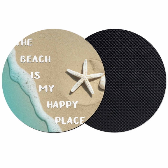 Summer Coastal Coasters Set of 2, Absorbent Coasters for Drinks, Ocean Beach Starfish Wave Brown Green Coaster for Desk Coffee Table Protection, Home Decor House Warming Gifts 4"