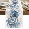 thumbnail image 1 of Summer Coastal Coral Table Runner - 72 Inch Long, Kitchen Dining Table Runner Dresser Scarves, Blue Ocean Conch Shell Blue Farmhouse Decor for Coffee Tables Wedding Party Banquet, 1 of 8