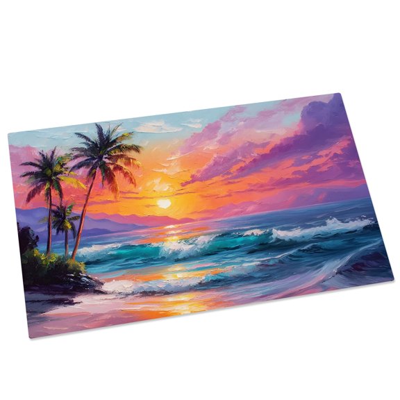 Summer Coastal Door Mat 16x24 Inch Tropical Island Palm Trees Sun Beach Entryway Rug with Non-Slip Rubber, Front Door Mat Indoor Floor Mats for Living Room Bathroom Bedroom Home Office