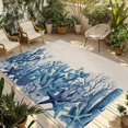 thumbnail image 1 of Summer Coastal Outdoor Rug for Patio/Deck/Porch, Non-Slip Large Area Rug 3 x 5 Ft, Watercolor Ocean Coral Starfish Conch Beige Indoor Outdoor Rugs Washable Area Rugs, Camping Rug Carpet Runner, 1 of 8