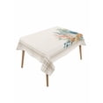 thumbnail image 1 of Summer Coastal Rectangle Tablecloth, Nautical Beach Marine Life Beige Striped Waterproof & StainResistant Tablecloth, Washable Oil-proof Table Cover for Dining/Party/Wedding/Camping/Buffet 52x70 In, 1 of 9