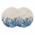 thumbnail image 1 of Summer Coastal Round 13 Inch Placemats Set of 2, Watercolor Ocean Coral Starfish Conch Beige HeatResistant Non Slip Place Mats for Dining Table, Wipeable Braided Kitchen Table Mats for Housewarming, 1 of 9