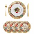 thumbnail image 1 of Summer Coastal Round 13 Inch Placemats Set of 4, Nautical Ocean Starfish Conch Coral Retro Brown HeatResistant Non Slip Place Mats for Dining Table, Wipeable Kitchen Table Mats for Housewarming, 1 of 9