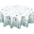 thumbnail image 1 of Summer Coastal Round Tablecloth 60 Inch Nautical Sea Turtle Seaweed Jellyfish Polyester Table Cloth Rustic Farmhouse Beach Theme Table Cover for Kitchen Dinner Party Decor, 1 of 7