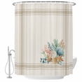 thumbnail image 1 of Summer Coastal Shower Curtain, Waterproof Shower Curtains for Bathroom, Nautical Beach Marine Life Beige Striped Washable Fabric Bathtub Curtain Set Bath Decor with 12 Hooks Long 72"x84", 1 of 8