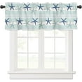 thumbnail image 1 of Summer Coastal Starfish Curtain Valances for Kitchen Windows Blue Nautical Beach Rod Pocket Valance Window Treatments 1 Panel Short Toppers Curtains 54x18 Inch for Bedroom Bathroom Living Room Decor, 1 of 6