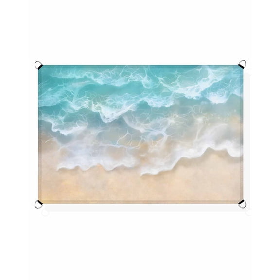 Summer Coastal Sun Shade Sail 12'X16' Teal Beach UV Block Outdoor Sail Shades Breathable Waterproof Rectangular Sunshade for Patio Garden Pool Pergola Porch