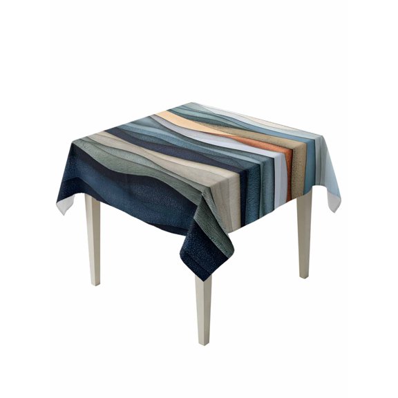 Summer Coastal Table Cloth, Waterproof Tablecloth for Square Tables, Modern Abstract Watercolor Wave Reusable Washable Fabric Table Cover for Restaurant Kitchen Dining Tables 54"x54"