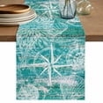 thumbnail image 1 of Summer Coastal Table Runner 70 Inches, Ocean Compass Starfish Shell Conch Blue Green Bed Runner Dresser Scarves Tabletop for Indoor Outdoor Parties/Ceremony/Banquet, 13" x 70", 1 of 9