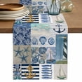 thumbnail image 1 of Summer Coastal Table Runner 72 Inches, Nautical Anchor Sailboat Marine Life Vintage Bed Runner Dresser Scarves Tabletop for Indoor Outdoor Parties/Ceremony/Banquet, 14" x 72", 1 of 9
