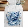 thumbnail image 1 of Summer Coastal Table Runner 72 Inches, Sea Ocean Marine Conch Starfish Coral Wooden Bed Runner Dresser Scarves Tabletop for Indoor Outdoor Parties/Ceremony/Banquet, 16" x 72", 1 of 9