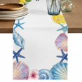 thumbnail image 1 of Summer Coastal Table Runner 72 Inches, Sea Starfish Shell Lemon Flowers Watercolor Bed Runner Dresser Scarves Tabletop for Indoor Outdoor Parties/Ceremony/Banquet, 18" x 72", 1 of 9