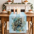 thumbnail image 1 of Summer Coastal Table Runner, Brown Retro Texture Conch Starfish Teal Blue Cotton Linen Kitchen Table Decoration Washable Dining Tabletop Runners for Home Party Decor 16x72 Inches, 1 of 9