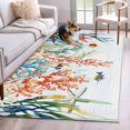 thumbnail image 1 of Summer Coastal Washable Area Rugs 4'x6', Coral Seaweed Shell Starfish Low Pile Throw Living Room Rug Non-Slip Sturdy Edge Binding Carpet for Indoor Entryway Bedside Kitchen, 1 of 9