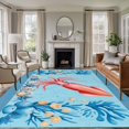 thumbnail image 1 of Summer Coastal Washable Living Room Rugs 5'x7', Ocean Red Squid Blue Starfish Nautical Coral Low Pile Throw Large Area Rugs Non-Slip Sturdy Edge Binding Carpet for Dining Room Bedside Kitchen, 1 of 9