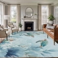 thumbnail image 1 of Summer Coastal Washable Living Room Rugs 5'x8', Ocean Sea Turtle Nautical Coral Eucalyptus Leaves Low Pile Throw Large Area Rug Non-Slip Sturdy Edge Binding Carpet for Living Room Kitchen Office, 1 of 9