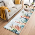 thumbnail image 1 of Summer Coastal Washable Runner Rugs 2'x6', Ocean Coral Seaweed Low Pile Throw Entryway Rug Non-Slip Sturdy Edge Binding Carpet for Indoor Bedside Entrance Bedside, 1 of 9