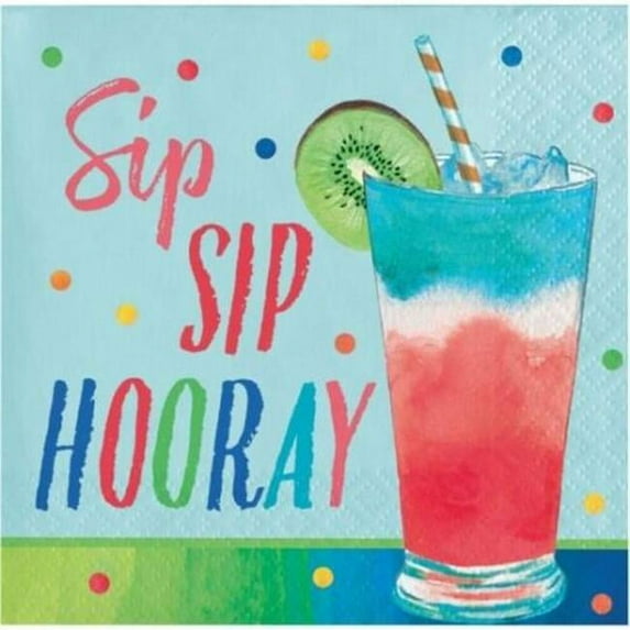 Summer Cocktails Sip Sip Hooray Paper Beverage Napkins 16 Per Pack