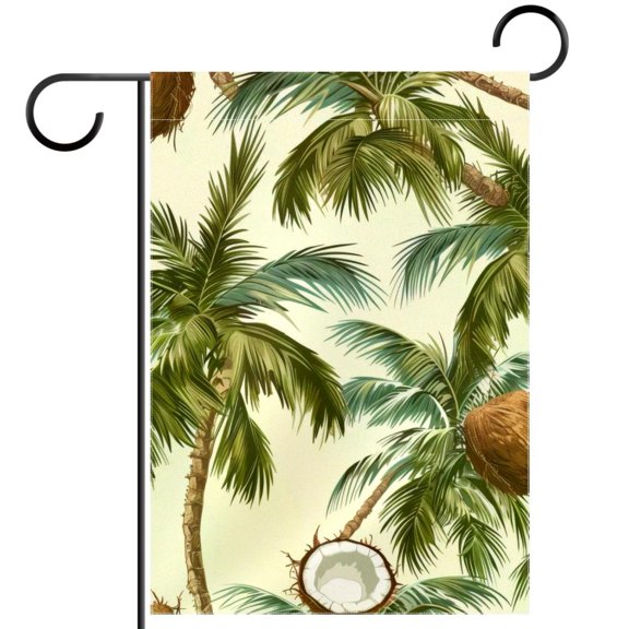 Summer Coconut Palm Tree Tropical Forest Double Sided Garden Flag Decorative Weather Resistant Yard Flag, Large DIY Vertical Flag for Farmhouse Patio Lawn, 28x40 Inch
