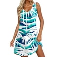 thumbnail image 1 of Summer Coconut Tree Print Dress for Women Sleeveless Collar Casual A Line Midi with Pockets Day Dress Mint Green XXL, 1 of 5