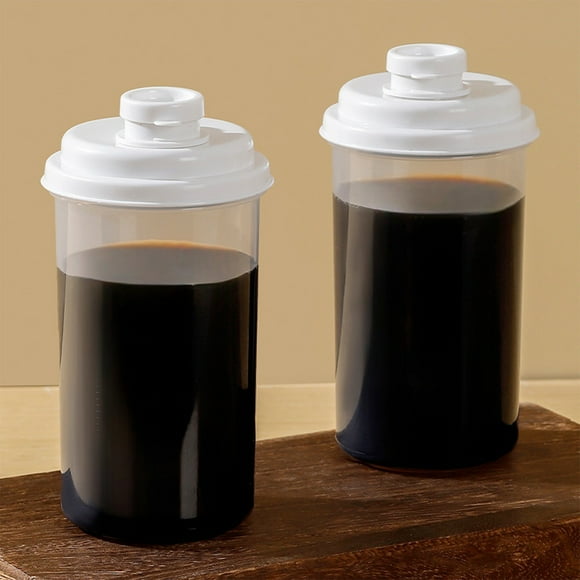 Summer Coffee Cold Brew Mug, Portable Plastic Tea Mug, Transparent Leak-Proof Design + Scale Measurement, Microwaveable, for Office/Travel, Ideal for Iced Beverages, Aestivo | Plastic, White
