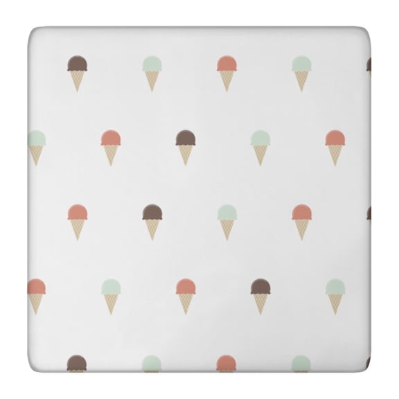 Summer Colorful Sweet Treats Elastic Tablecloth - Ice Cream Dessert Food Pattern Snug Fit Square Table Cover