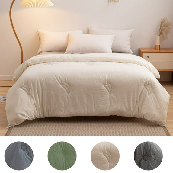 Summer Comforter, Cooling Blanket, Milk Velvet Material, Solid Color Design, Machine Washable, for Hot Weather Sleep, Bedroom Use, Guest Room, Full Size, Gray, by FAJHHA