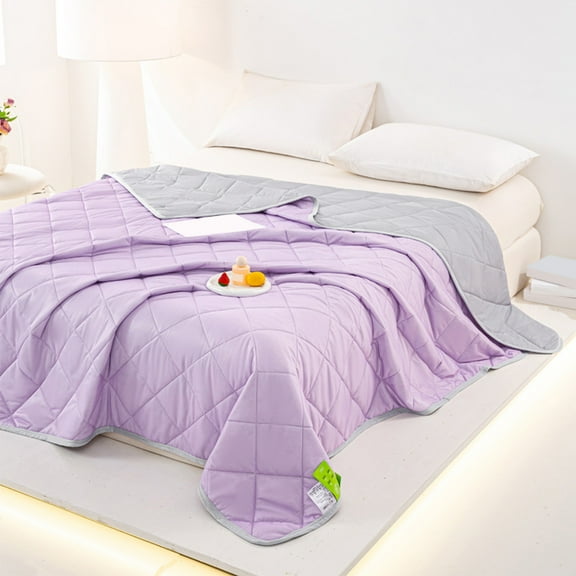 Summer Comforter King Size, Cool Feeling Silk Fiber Summer Comforter Summer Cooler Gift Comforter Conditioner Comforter Solid Color, Cooling Throw Blanket for Sleepers(Purple, 59x43.3in)