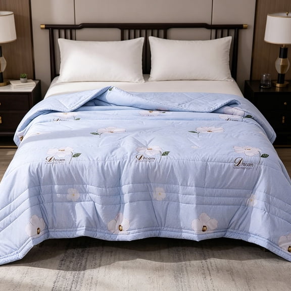 Summer Comforter, Soft Cotton Blend, Thin Light Summer Comforter, Breathable Blanket For All Indoor Areas