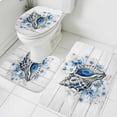 thumbnail image 1 of Summer Conch Bathroom Rugs Set Ocean Underwater Shell Flower Wood Grain Coastal Non Slip Absorbent Soft Bath Mats 3 Piece Set with Bathroom Rug, U-Shaped Floor Mat, Toilet Seat Cover Small Size, 1 of 9