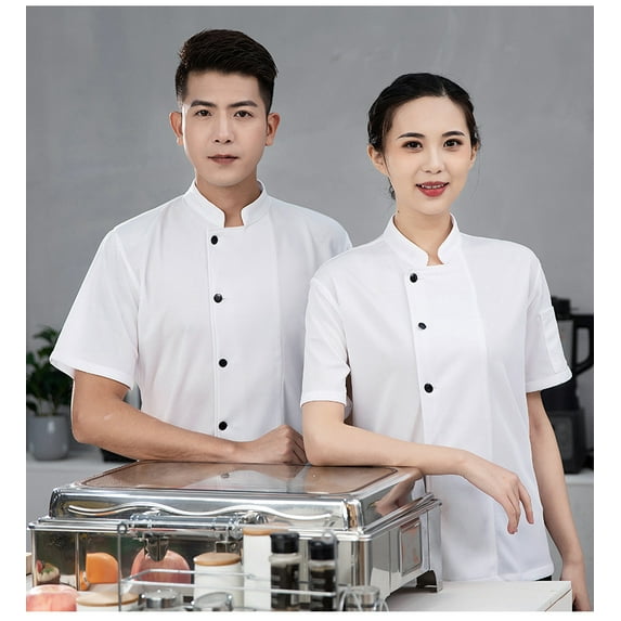Summer Cool Unisex Chef Jacket °Breathable Short Sleeve Cook Shirts Men and Women Restaurant Hotel Uniform Catering Work Coat