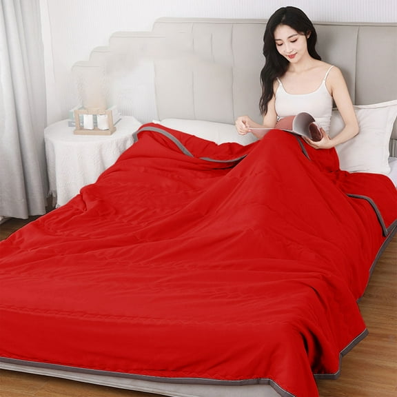 Summer Cooler Quilt For Hot Sleepers And Night Sweats Ice Blanket For Sleeping Cooler Comforter Double Cold Effect Blanket Cooler Fiber Ice Blanket For All Season Lightweight BlanketPolyester, Red E
