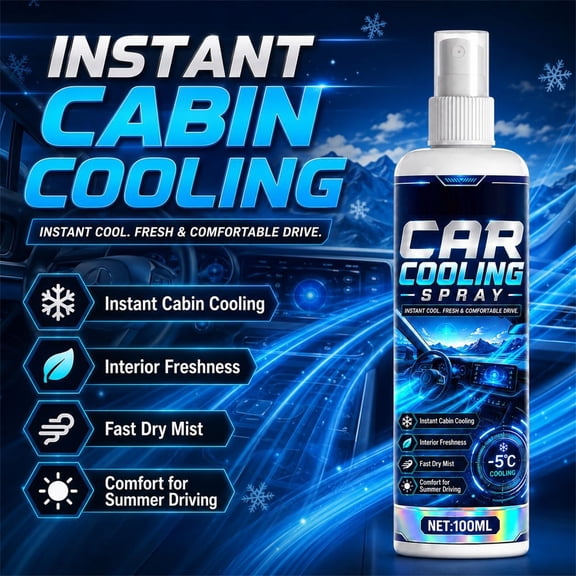 Summer Cooling Accessories, Cooling for Cars Without Ac, Interior Freshness, Quick Cool Car, 100Ml Car Interior Mist to Keep Cool in Summer, 5X1.5 in Portable for Stay Cool on Hot