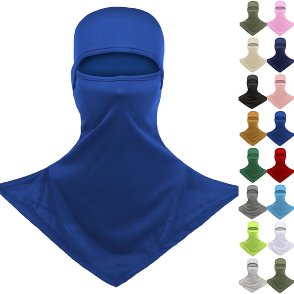 Summer Cooling Balaclava Full Head Face Mask Sun UV Protection Breathable Neck Covers Men Women Cycling Fishing Balaclavas Royal Blue One Size