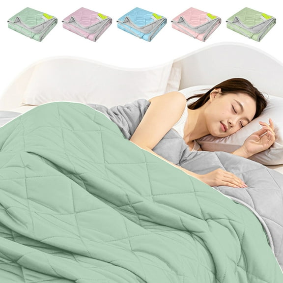 Summer Cooling Comforter | Silk-Like Polyester Fiber Blanket | Soft Flannel Texture | Fashionable Solid Colors | Multiuse Throw | 59x43in | 1 Pack | Easy Care | Lightweight | Mint Green, Blue, Pink