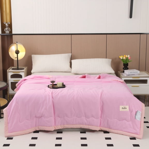 Summer Cooling Comforter Verdsylv Lightweight Summer Cooling Quilt - Double Cold Effect Comforter for Hot Sleepers - Soft Ice Fiber for Night Comfort - Vacuum Packed for Easy Storage, Pink2