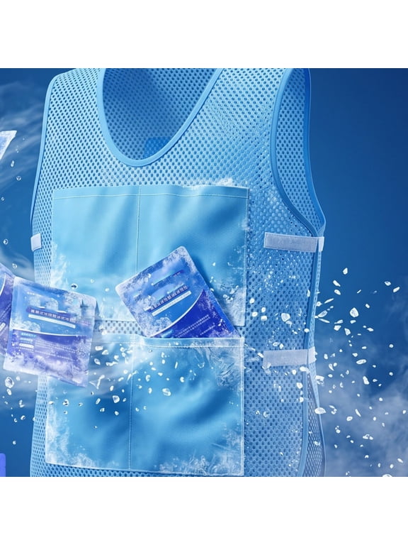 Summer Cooling Ice Vest Adjustable, Waterproof Evaporative Cooling Vest, Reusable Ice Pack Vest for Men and Women Outdoor Use
