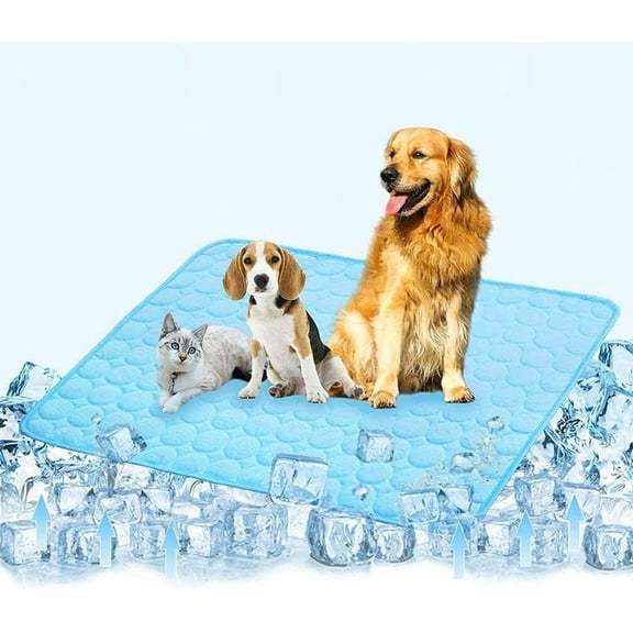 Cooling Breathable Crate Pad, Polyester Dog Bed Mat for Car & Travel, Blue, Large