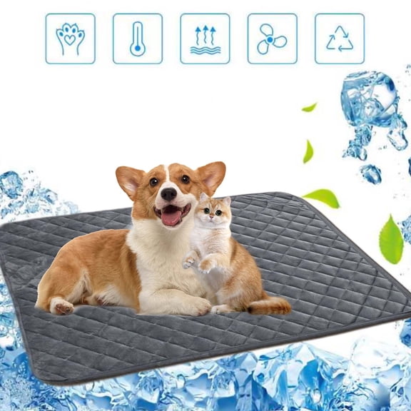Summer Cooling Mat & Sleeping Pad- Water Absorption Top, Materials Safe, Easy Carry, EZ Clean. Keep Cooling for Pets.(16.68x15.74 in)