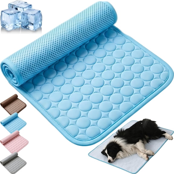 Summer Cooling Mat for Dogs, Non-Slip Portable Washable Pet Cooling Pad, Ice Silk Self Cooling Foldables Mat for Crate, Sofa, Floor