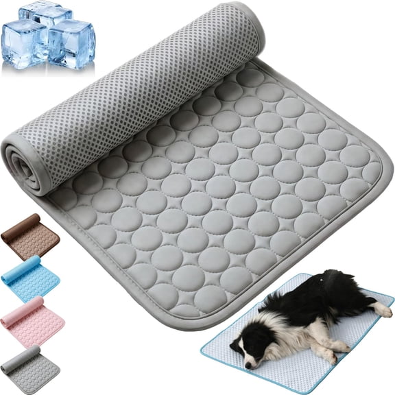 Summer Cooling Mat for Dogs, Non-Slip Portable Washable Pet Cooling Pad, Ice Silk Self Cooling Foldables Mat for Crate, Sofa, Floor