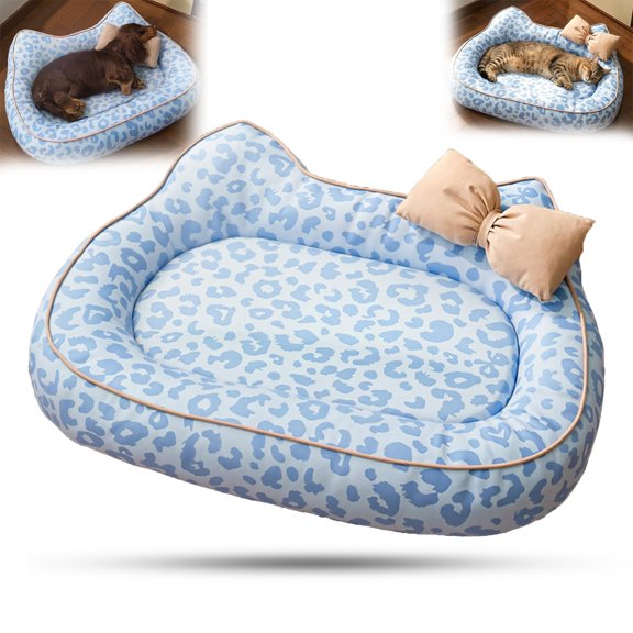 Summer Cooling Pet Bed Cat Head Pillow Supportive Bolster, Resistant Washable Pet Bed