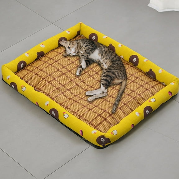 IGEED Summer Cooling Pet Bed for Dogs & Cats,16.9x12.6in Wicker Mat with Anti-Slip Base,Sleeping Pad for Indoor or Outdoor,Keep Cooling for Pets