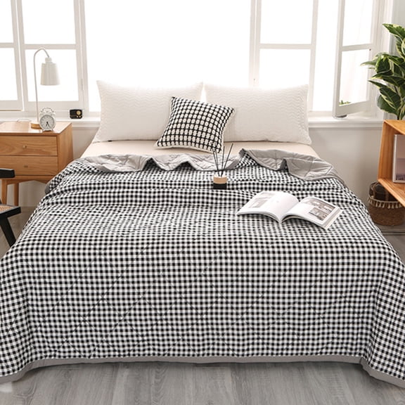 Summer Cooling Quilt Comforter - Breathable Washed Cotton Air Conditioning Blanket, Soft Lightweight Cooling Cover, All-Season Cool Sleep, Machine Washable